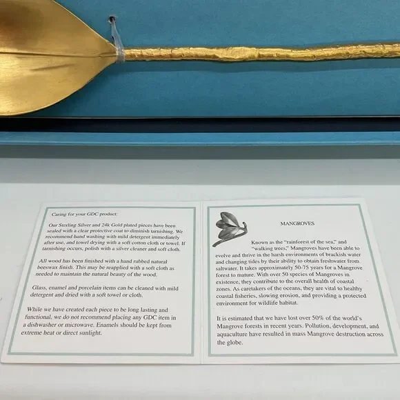 Grant Dawson Collection Mangrove 24k gold plated Salad Serving Set